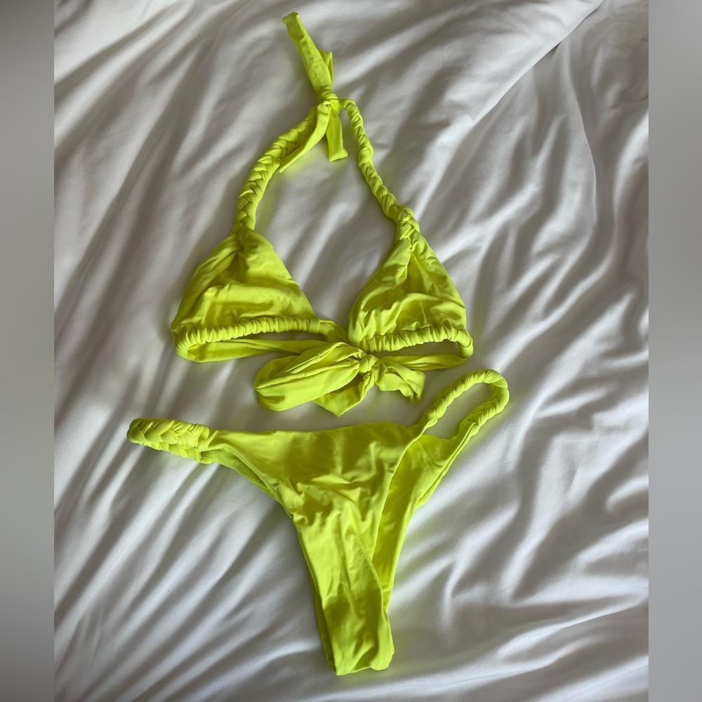 Yellow braided boutique bikini swimsuit size small